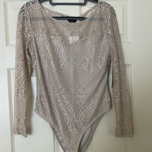 Bebe Bodysuit- lace, long sleeves NWT